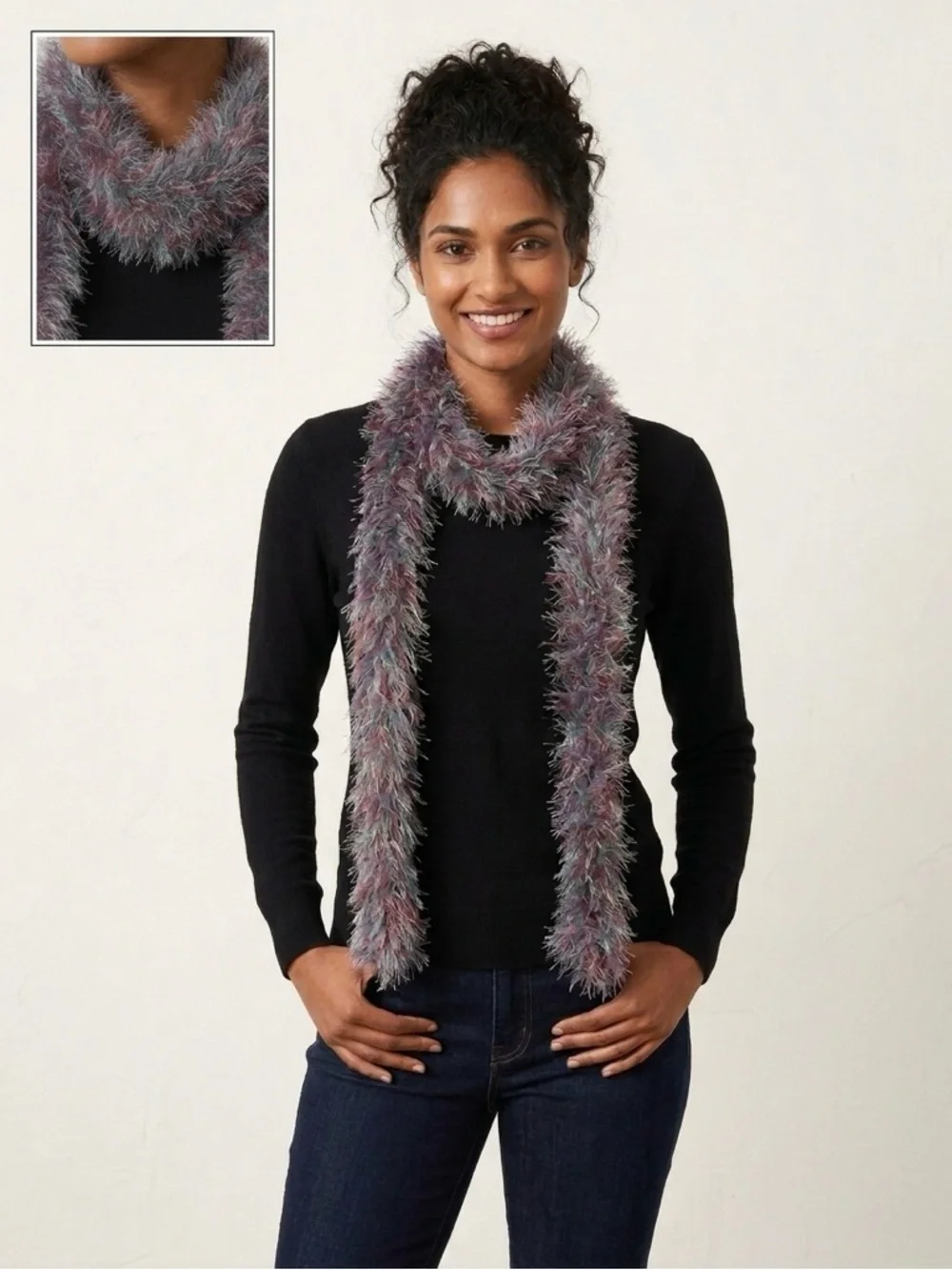 Fuzzy Multicolor Scarf - Women's Accessory